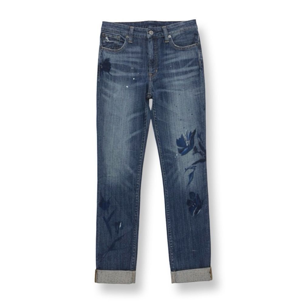 Polo Ralph Lauren Tompkins Skinny Jeans Floral Painted Distressed Size 31